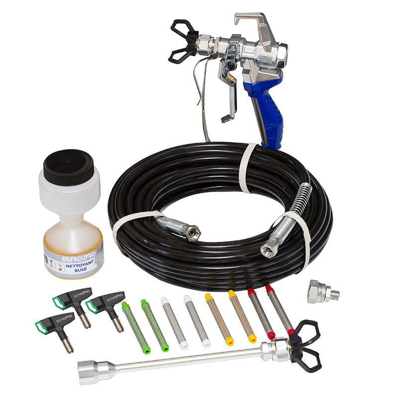 Kit de pulvérisation airless complet EuroSpray — pistolet, flexible, buses Twin — Swiss Airless Suisse