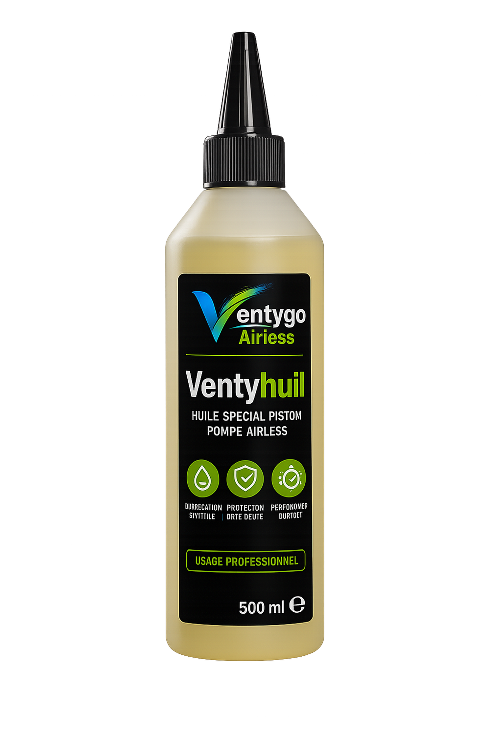 Huile pompe piston airless VentyHuil 500 ml — détail — Suisse
