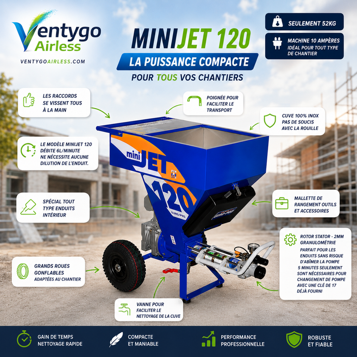 Machine à enduire Euromair MiniJet 120 — pompe JET 2 rotor-stator — Suisse