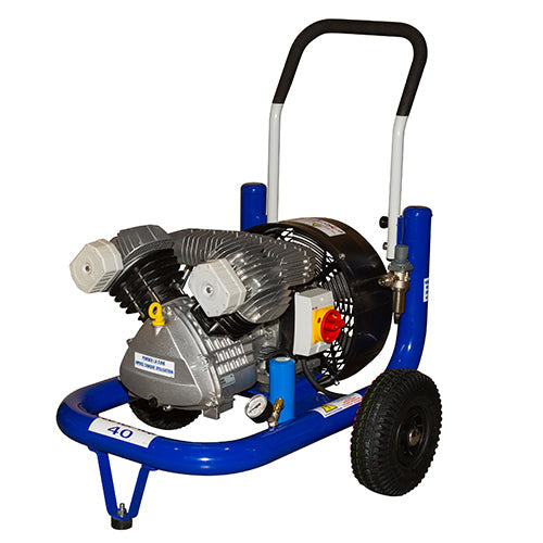 Compresseur EuroPro 40, 33 m³/h 3 kW monophasé, chariot roues gonflables — Swiss Airless Suisse