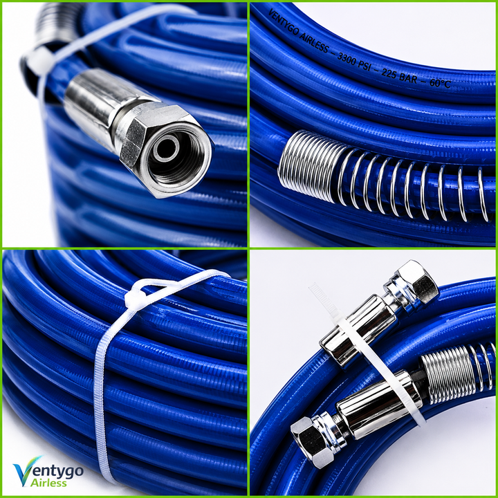 Flexible Airless Haute Pression 1/4" — Raccords Inox — 10 m & 15 m