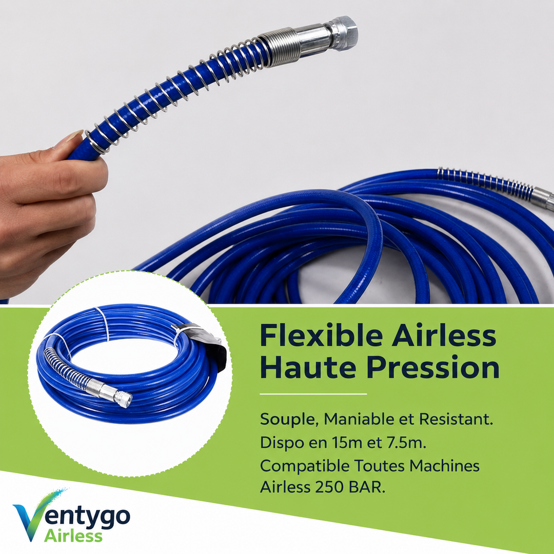 Flexible airless haute pression 1/4″ raccords inox 10 et 15 m — Swiss Airless Suisse