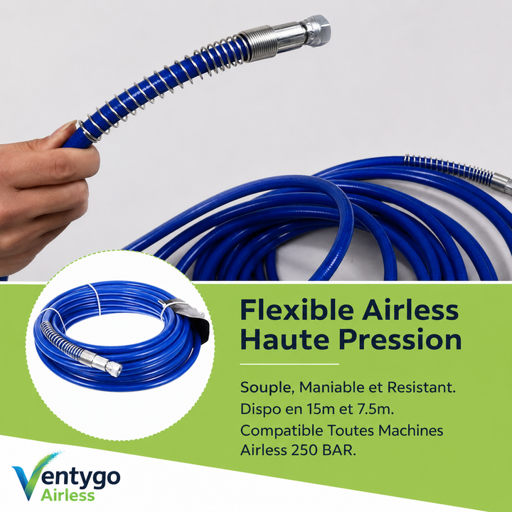 Flexible airless haute pression 1/4″ raccords inox 10 et 15 m — Swiss Airless Suisse