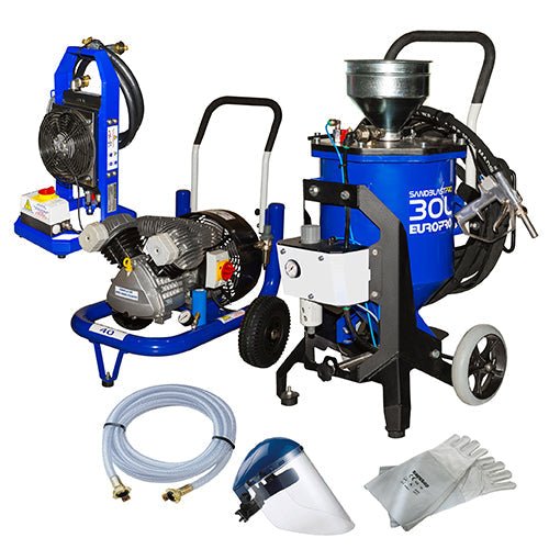 Ensemble sableuse SandBlastPro 30 L avec compresseur électrique EUROPRO 40 et aéroréfrigérant — Swiss Airless Suisse