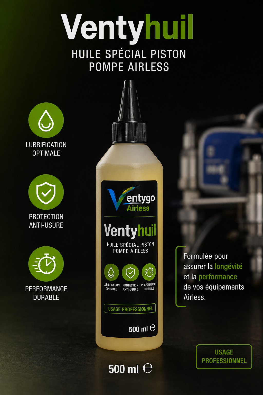 VentyHuil huile de protection pompe à piston airless 500 ml — Swiss Airless Suisse