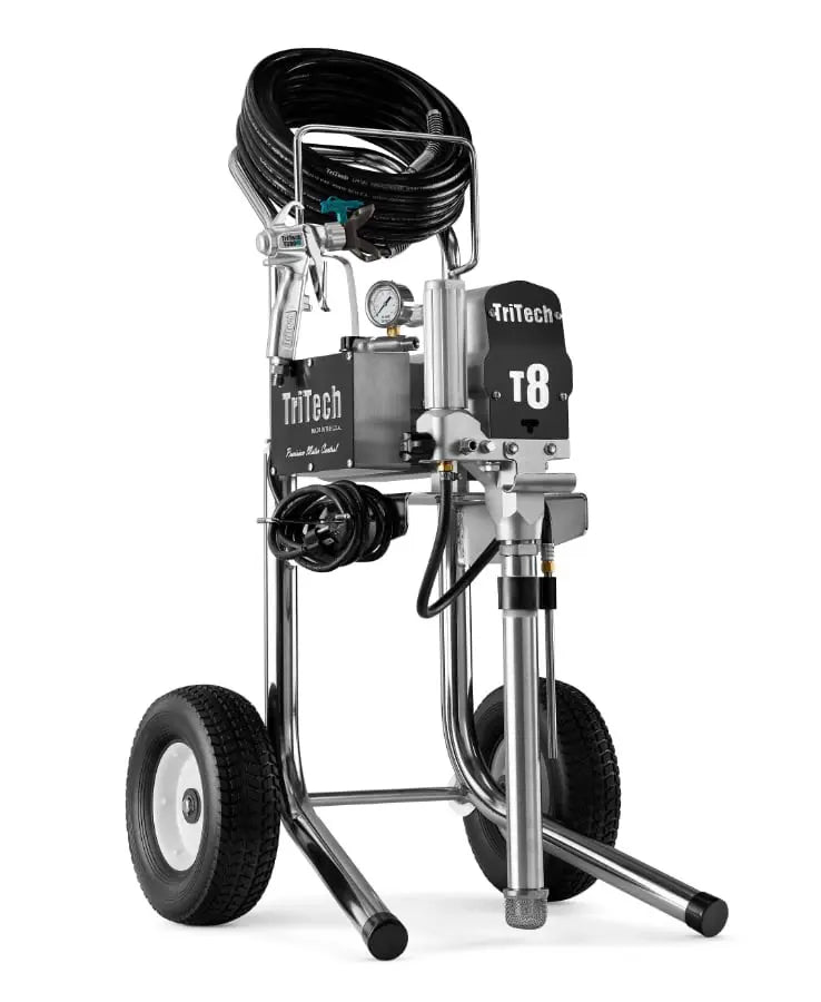 Pompe airless TriTech T8 sur chariot — 226 bar, 3,42 L/min, 2 pistolets — Swiss Airless Suisse