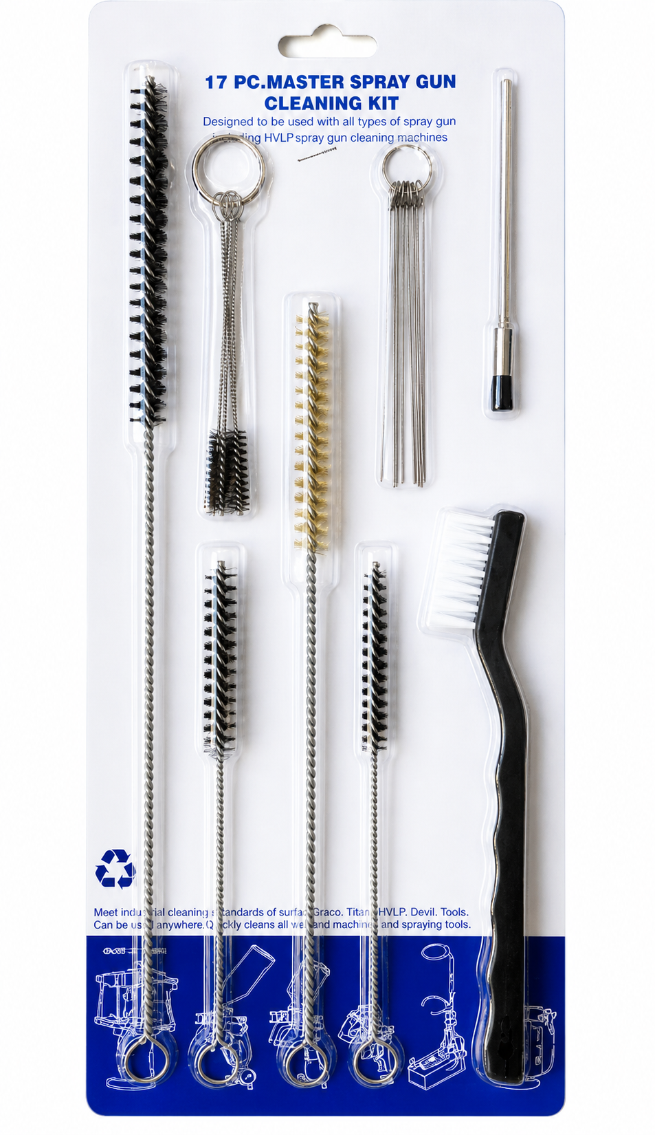 Kit de nettoyage airless 17 pièces brosses et écouvillons — Swiss Airless Suisse